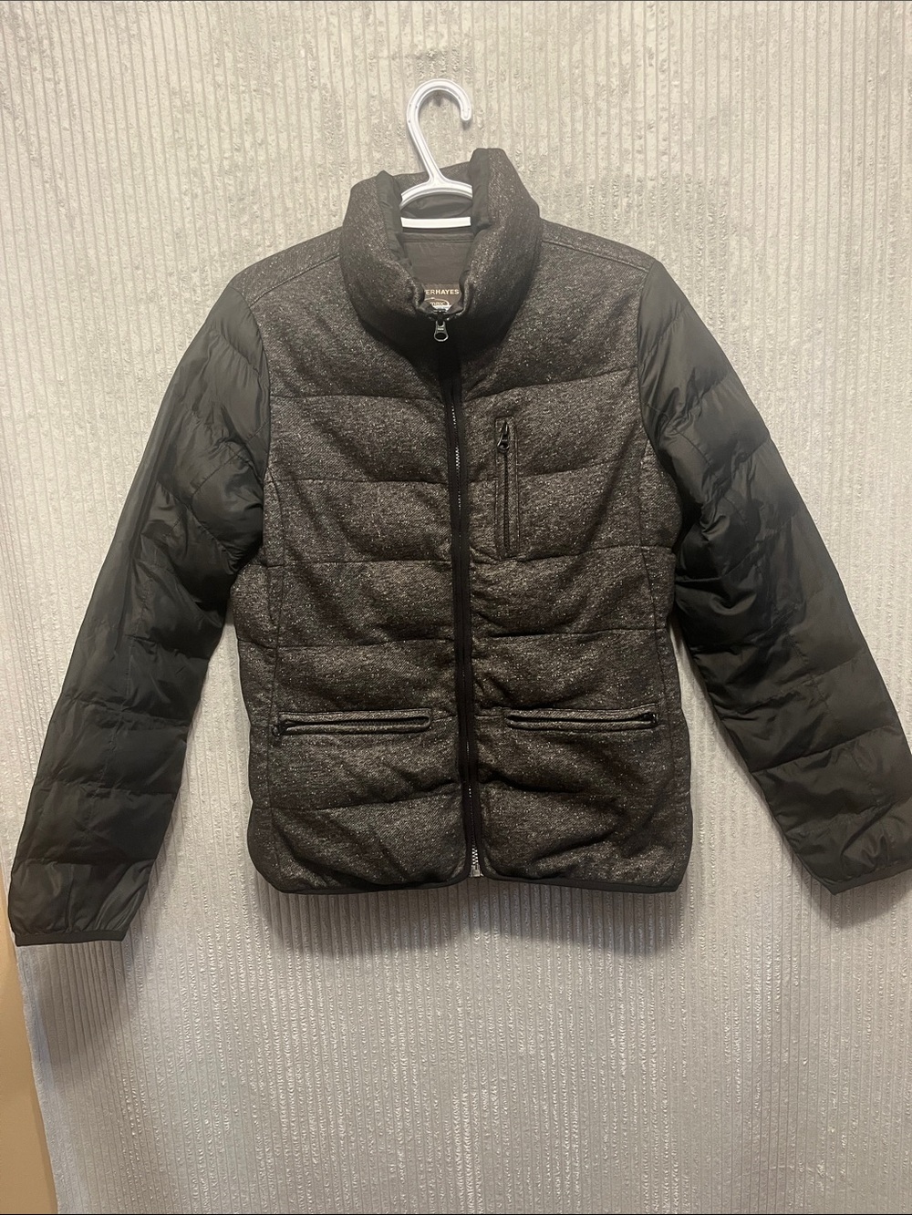 Eddie Bauer Men's Charcoal Gray Quilted Hybrid Puffer Jacket